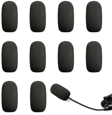 10-Pack Lavalier Microphone Foam Covers – 1.4 Windshields for Wireless Lapel Mics – Noise-Reducing Windscreens for Interviews, Podcasting, Vlogging, Video Recording