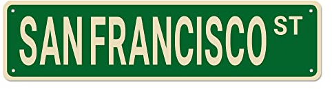 Bioputty San Francisco Straßenschilder, Dekorative Schilder, Metall, 10*40 cm, Wandmontage, Zuhause/Auffahrt/Männerhöhle/Bardekoration