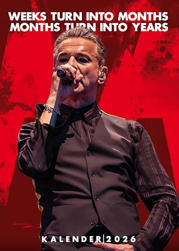 Depeche - Calendario 2026, formato DIN A3, calendario da parete, poster, discografia, 76 copertine dei dischi, 13 immagini esclusive e poster A1 di Depeche Mode