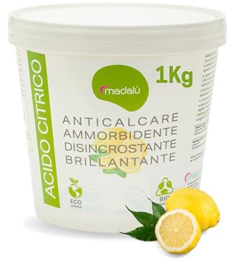 Acido Citrico 1 kg, Ammorbidente, Anticalcare, Brillantante, Puro e Versatile, Per pulizie naturali ed sostenibili