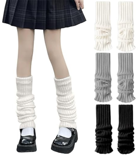 3 Pairs Warm Leg Warmers for Kids, Women & Girls - Fashion Long Boot Cuff Knee Socks for Sports, Yoga, Ballet & Party