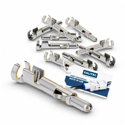 AMP 10x 0-0926894-1 Mate-N-Lok Stiftkontakt för 0,5-2,1 mm² - Presskontakt | Oisolerad crimpkontakt i mässing för elinstallation, kompatibel med AMP-standard, säker anslutning för elkablar