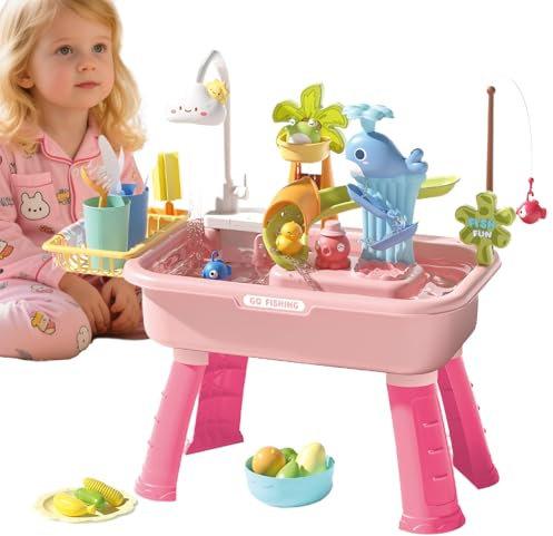 Gioco d'acqua per bambini, set di giocattoli per sabbia e acqua, giocattolo educativo combinato, con rubinetto automatico, per bambini, giardino, compleanno, ragazza