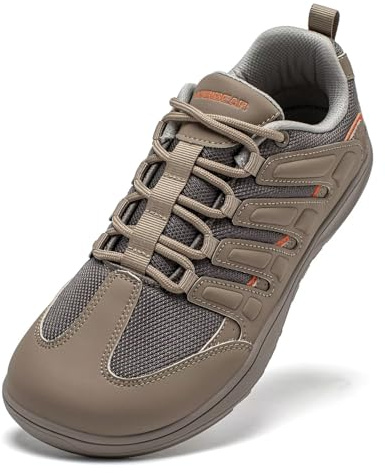 HOBIBEAR Barefoot Shoes Mens Wide Toe Box Zero Drop Sole Trail Running Sneakers Minimalist for Outdoor Gym Casual Trekking Travel Training Walking Brown