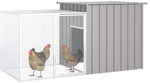 Gabbia Coniglio Recinto Conigli, Gabbia per Polli grigio 200x91x100 cm Acciaio Zincato Casetta Piccoli Animali per Chinchilla Cuccioli Porcellini D'india