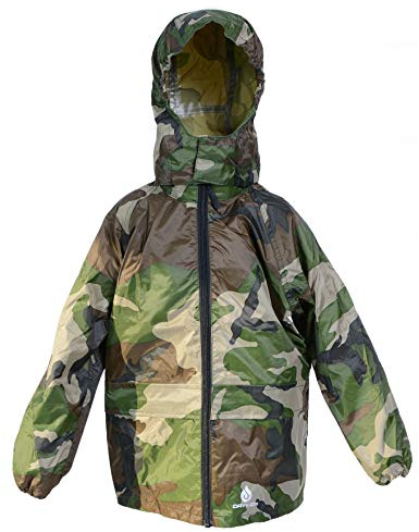 DRY KIDS packable jacket camo green 13 yrs