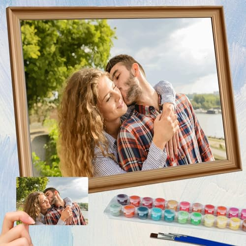 Custom Paint by Numbers Kit for Adults Beginners – Personalised Paint by Numbers Canvas Set, DIY Painting by Numbers Make Your Own Photo, Unique Gifts for Couple, Friends, Family, Pets Home Decor