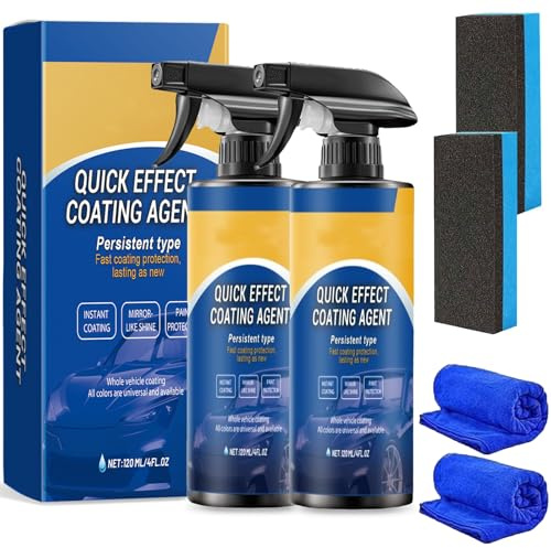 Quick Effect Coating Agent, 2pcs Advanced Car Polish Spray, Ceramic Coating Spray for Cars, Multi-Functional Renewal Agent for Shine and Protection,120ml