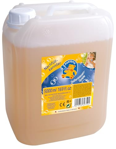 PUSTEFIX - 420869750 Nachfüllkanister I 5 l Seifenblasenflüssigkeit I Bunte Bubbles I Seifenblasen für Hochzeit, Kindergeburtstag, Sommerfest I Bunte Seifenblasen für Kinder & Erwachsene