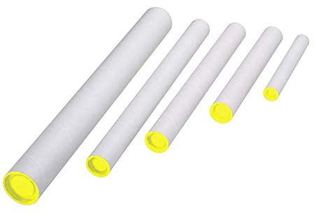 5 tubi CARTONE CON TAPPO PLASTICA SPEDIZIONI POSTALI ALT50x10cm DIAMETRO BIANCHI