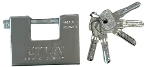 LUCCHETTO UTILIA ANTISCASSO CORAZZATO ACCIAIO DA 94MM 5 CHIAVI PUNZONATE