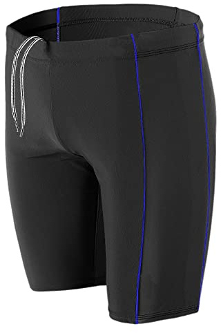 Aquarti Maillot de Bain Sport Long Boxer de Natation pour Homme Jammer, Nior/Bleu, M