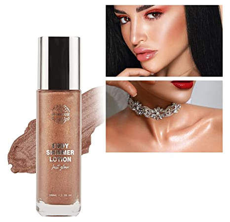 VIOLA HOUSE Highlighter Körper Flüssiger, Flüssiges Schimmer Makeup für Gesicht Körper Bein, Leuchtendes Make-up Shimmer Body Cream, Körper Glow Illuminator.100ml/3.38oz (Bronze)