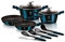 B BERLINGER HAUS BERLINGERHAUS PROFESSIONAL PRECISION Kochtopf-Set, Induktion, ohne PFOA, Aluminium, Set mit 2 Töpfen, 2 Glasdeckel, 2 Pfannen und 4 Utensilien, Glaskeramik, Marineblau, AT-6143