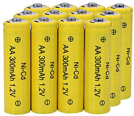 FULIN 12 Packs 1.2V AA 300mAh Ni-Cd Rechargable Batteries for Solar Lawn Landscape Lighting,Led String Light, Pathway Lights