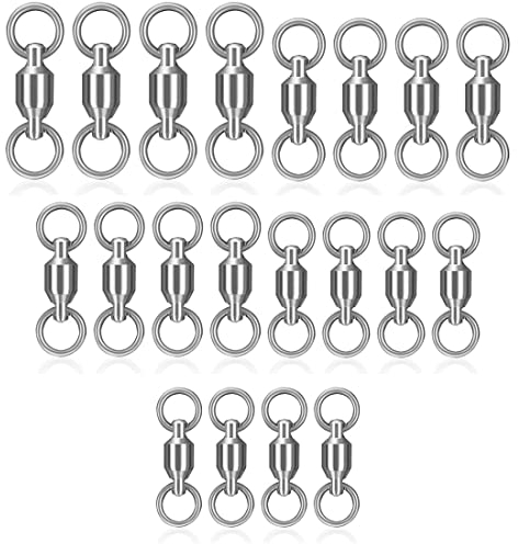 20 Stücke Wirbel Angeln Snap Angelwirbel Silber Angel Karabiner mit Wirbel Vorfachwirbel Spinnfischen Kugellager Wirbel