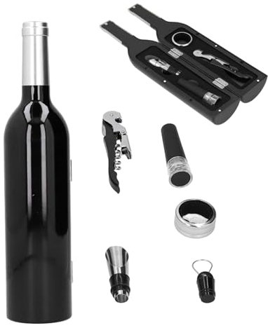 Topyond Ouvre-Bouteille Noir Parfait pour Ouvre-Bouteille, Coffret Cadeau Innovant, Bouchon Tire-Bouchon, Kit D'anneau Verseur De Vin, Outils De Cuisine,Coffret Sommelier vin