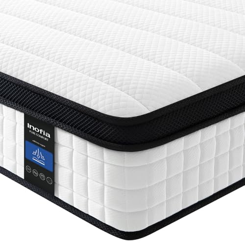 Inofia King Size Mattress, 10.6 Inch Hybrid Mattress with Aeroshield Memory Foam and NexusArc Pocket Sprung,Cozy and Breathable Fabric,The Elegant Collection,King(150×200×27cm)