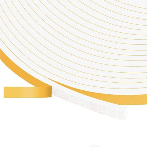 10M Joint Porte Isolation, 6mm x 3mm Joint Fenetre Isolation Anti Froid Blanc, Bande Etancheite Autocollante Isolant Fenêtre Contre le vent, Anti Pluie, Anti-bruit (Blanc, 10Mx1 Rouleaux(6x3mm))