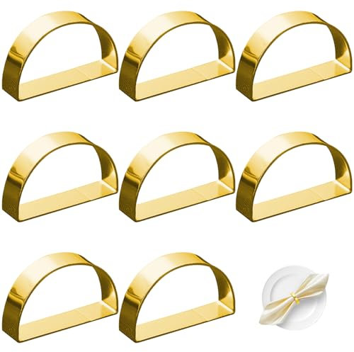 8 Stück Serviettenringe,Serviettenringe Gold,Ring Servietten Rings,Serviettenschnallen Serviettenring Goldene Metall,Christmas Set für Ramadan Ringe Serviettenhalter,Weihnachtsserviettenhalter