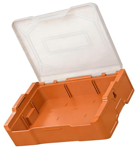 Boîte de rangement empilable pour outils avec cloison amovible pour une capacité de charge de 20 kg et bac à fenêtre transparente pour organiser les outils, les jouets, boîte de rangement emboîtable