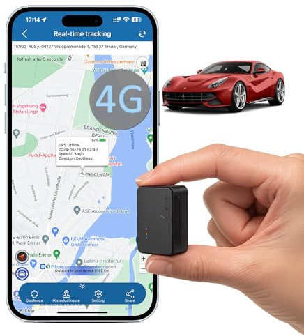 Mini Traceur GPS 4G sans Carte SIM sans Limite de Distance, Autonomie 60 Jours, Suivi en Temps Réel, 6 Mois d'Historique, Alertes APP, Aimanté Tracker GPS pour Voiture,Vélo,Moto,Enfants TK903