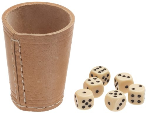 Weible 05524 - Leder-Würfelbecher Natur 9cm+6 Würfel