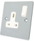 Alliance Electrical FPC1GSOCWH Polished Chrome Flat 1 Gang White Insert Plastic Rocker Switch-13 Amp Single Plug Socket, 240 V