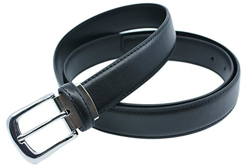 YEHMAN Cintura classica 3 cm in crosta di pelle bovina regolabile fibbia argentata con ardiglione 120 cm, Nero , 120 cm
