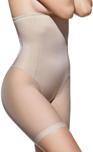 Selene, Braga Moldeadora de Mujer Cintura Alta, Braguita con Pierna Transparente, Colección 904 Control