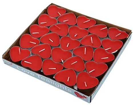 Ssiyiya Tea Lights Candles, 50pcs Heart Shaped Smokeless Tea Lights Candles Unscented Candles, Dripless & Long Lasting Mini Tealight Candles for Wedding Celebrations Home Party Decor