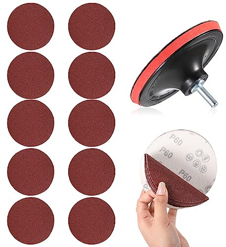 12pcs Sander for Drill Attachment 5 Sanding Discs Pad Kit Drill Sanding Attachment Grinder Sanding Attachment Sanding Discs Pads Sander Kit for Drill Grinder Rotary Tools with Sanding Pad and Shaft