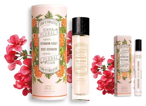 Present till kvinnor – Panier des Sens – roll-on parfym dam – ros geranium – damdoft kropp och hår – blommig doft – Eau de Parfum aux Absolues de Parfum Made in France – 50 ml + 10 ml