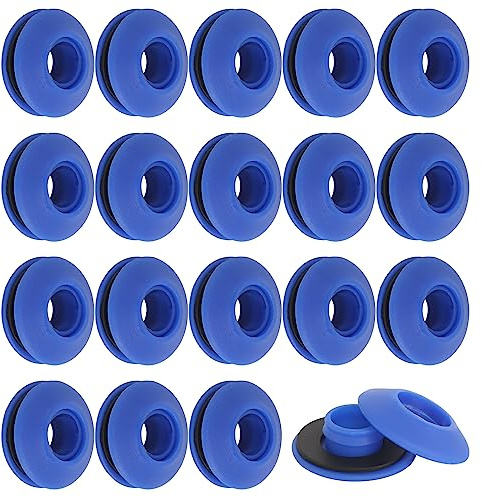 Œillets en Plastique pour Bâche, 50 Pièces Oeillets Auto-Bloquants en Plastique pour Bâche de Piscine et Tentes Bleu (28 x 28 x 12 mm)
