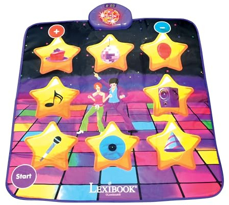 LEXiBOOK, Electronic Dance Floor Mat, Illuminated Keys, Built-in Speaker, Purple/Yellow, DM10