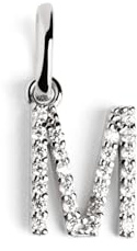 SINGULARU - Charm Letter Spark. Colgante Personalizado en Plata de Ley 925 con Acabado Baño de Rodio. Combinable con Collar. Joyas para Mujer. Letra M