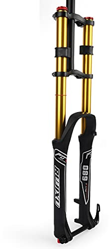 Mountainbike Fork 26 27.5 29 Inch DH Bike Suspension Fork MTB Disc Brake Bicycle Thru Axle 15mm Air Downhill Fork Travel 135mm Straight 1-1/8 Rebound Adjust 2500g ( Color : Gold , Size : 27.5inch )
