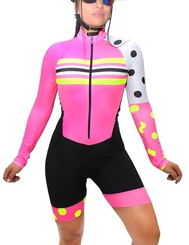 Generic Langärmeliger Triathlon-Anzug für Damen, Radfahren, Skinsuits, Strampler, Jumpsuit, Triathlon-Kits, XS-3XL, Mehrfarbig 14, XL