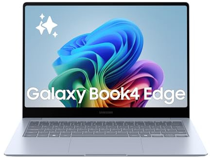 Samsung Galaxy Book4 Edge, Ordenador Portátil IA Copilot+, PC 14 HDR, Snapdragon X Elite X1E-80-100, 16GM RAM, 512GB SSD, Qualcomm Adreno GPU, Windows 11 Home, Azul, Teclado QWERTY Español