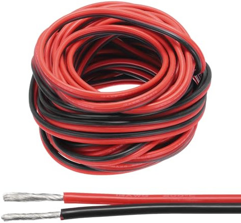 sourcing map 10 Gauge Wire 2 Conductor Electrical Wire 49.2FT Red Black Cable Tinned Copper/Flexible/Silicone Stranded Cord for LED Strip Lamps Lighting Automotive