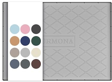 URMONA 55 B x 71 L cm Tapis sous Évier Silicone Imperméable, Protection Placards et Évier, Organiseur sous Évier, Tapis Cuisine et Salle de Bain, Tapis Fond Évier (Gris Clair)