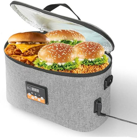 ACAGALA Portable Oven 12V Car Food Warmer Personal Mini Oven with Digital Display Temperature Preset 8L Electric Car Heating Lunch Box for Road Trip Camping Picnic On The Go Office Work