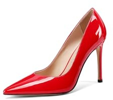 QUEEN HELENA Décolleté con Tacco a Spillo Scarpe Eleganti a Punta Chiusa Donna K4281 (Rosso, Sistema Taglie Calzature EU, Adulto, Donna, Numero, Media, 38)
