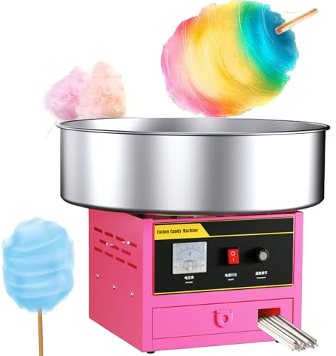 Macchina elettrica per zucchero filato 1000 W, macchina per zucchero filato commerciale con ciotola in acciaio inox, cucchiaio per zucchero, per casa, compleanno dei bambini, festa di famiglia, rosa
