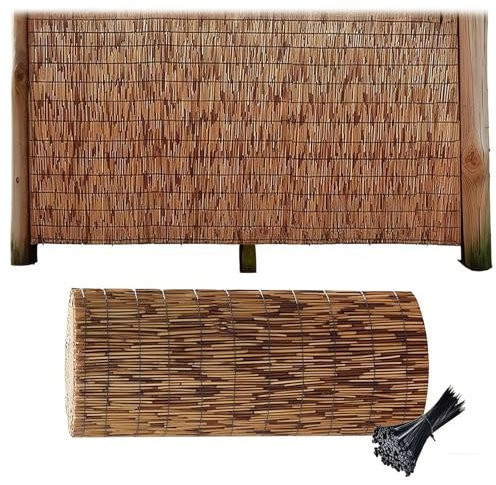 Valla De Caña Natural Cerca Panel Decorativa Seto Pantalla Para Privacidad Jardin Estera Marrón Exterior Balcón Cubrimiento Barandilla Rollo De Bambú Para Ocultación Protección Solar Sostenible
