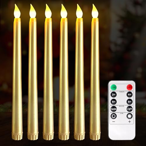 6 stycken LED-stavljus med timerfunktion, flamlösa elfenbensfärgade fjärrkontroll, LED-ljus med fjärrkontroll, elfenben äkta vaxljus, batteridrivna för rum, bröllop, matbord, trädgårdsfest