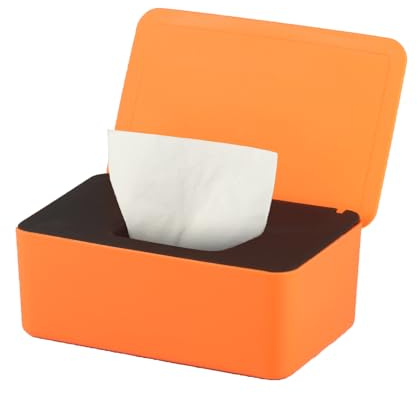 Wet Wipes Storage Box, Wet Wipes Box, Wipes Dispenser Holder Case Boxes, To | ilet Tissue Paper Napkin Container Box with Lid for Home Office Desk - Green (Orange black-1)