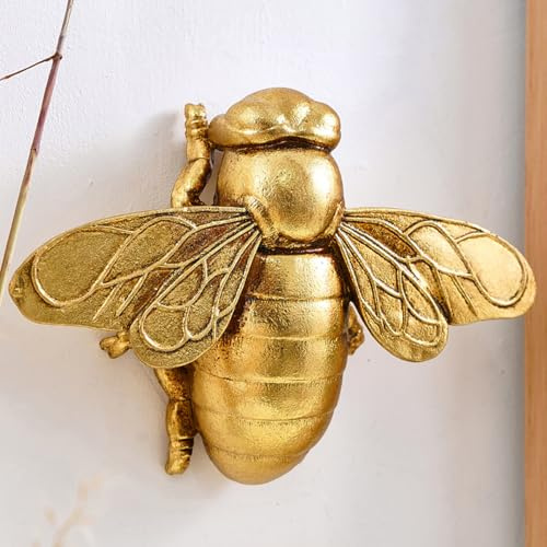 Semeid Large Gold Bee Wall Sculpture Insect Home Decor (Metallic Gold)