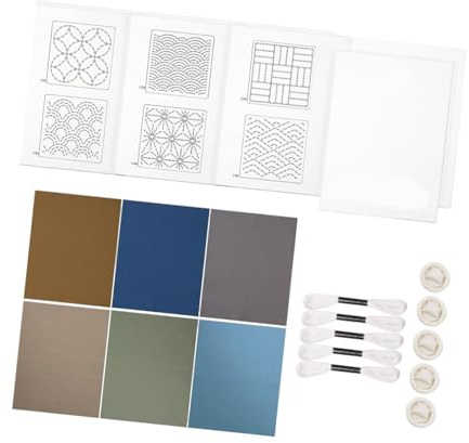 IEEDFJKK Geometriskt Sashiko-underläggskit DIY-set med fina mönster för nybörjare Övningsförtryckt mönster Det vattenlösliga förtryckta mönstret är mycket praktiskt, Set C
