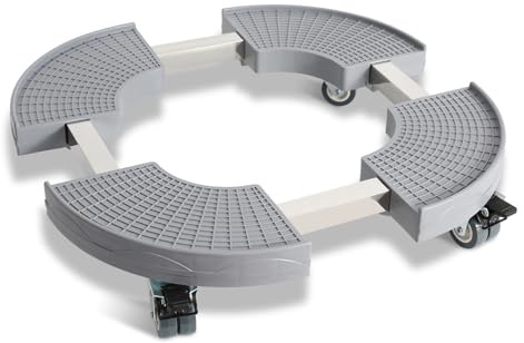 Peviasot Rullo per piante regolabile, rotondo, per piante con freno di stazionamento, girevole a 360°, resistente alle intemperie, portata fino a 200 kg, colore grigio